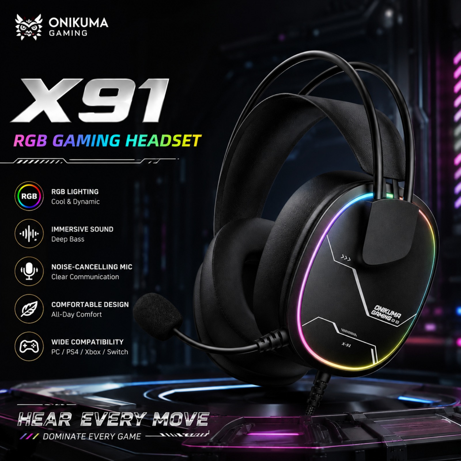 Cuffie da gioco cablate ONIKUM - Gaming Headset Rgb recensione e prezzo